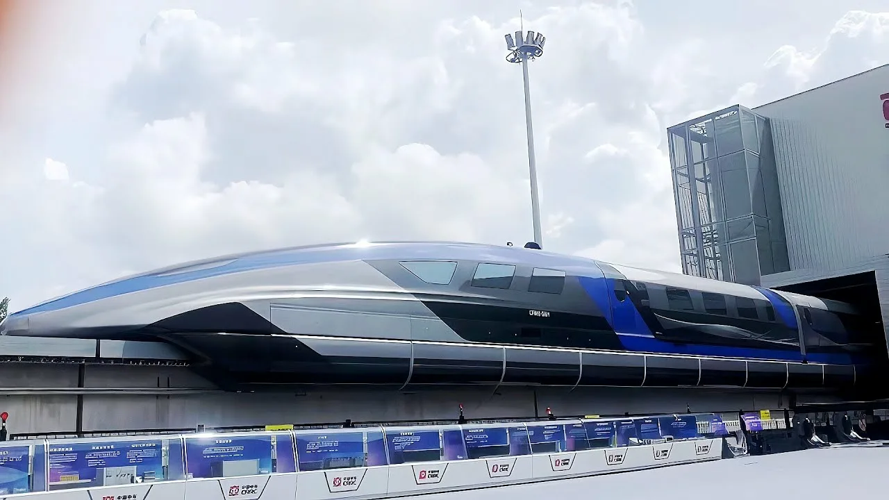 He avaavat juhlallisesti suurnopeusjunan, joka kulkee yli 500 km/h nopeudella ja yhdistää pääkaupungin maan sisäosiin.